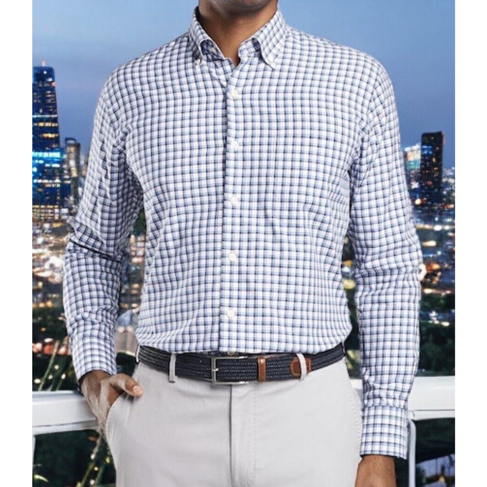 Peter Millar Crown Finish Camden Box Check Sport Shirt Mens Small NEW Fast Ship